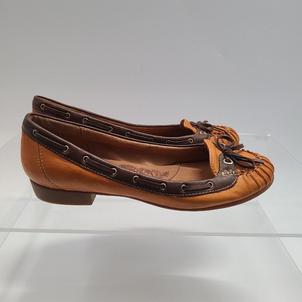 Sofft Shoes Womens 7 M Slip On Loafers Burnt Orange Brown Trim Leather‎ Flat